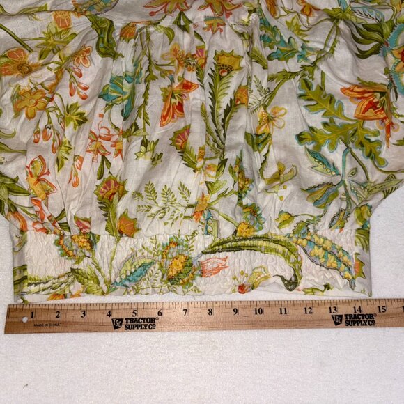 Rachel Roy size Small green floral print button/tie crop top Boho Coastal Chic - Picture 12 of 12